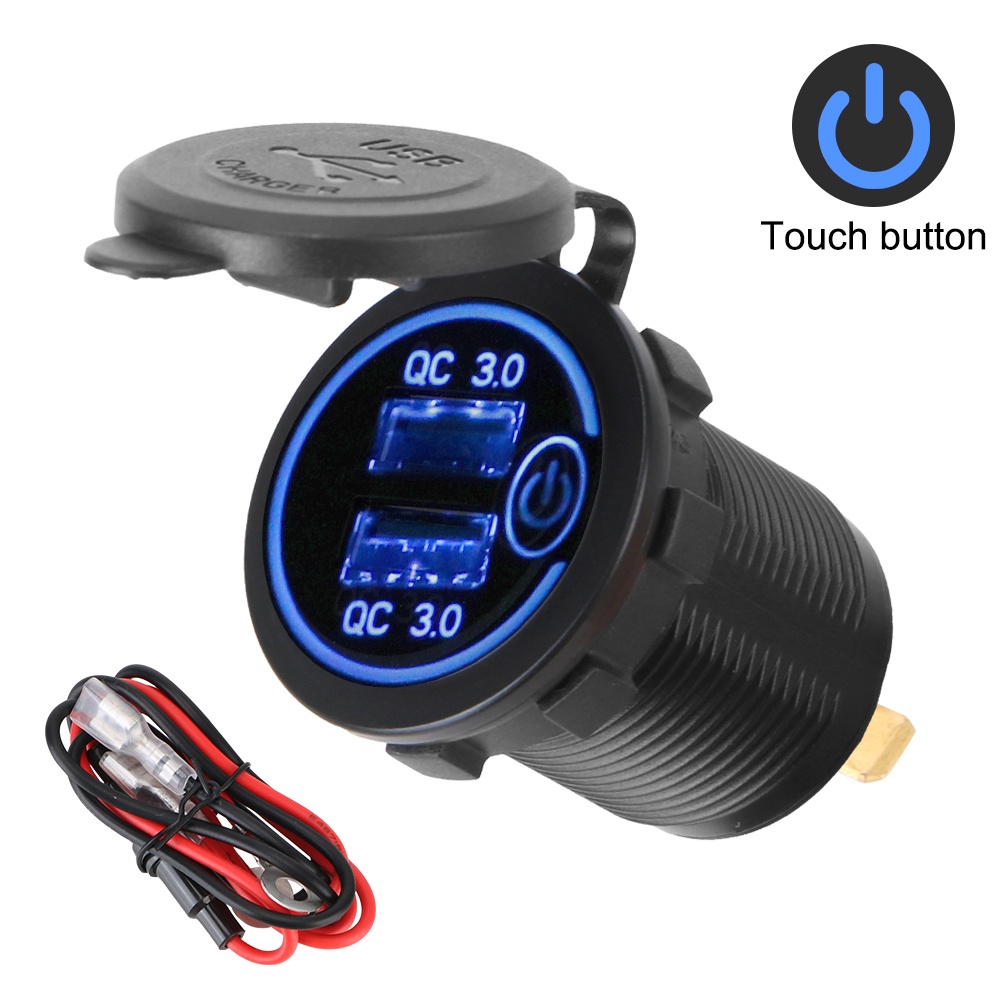 Củ sạc nhanh cổng USB 12V/24V QC 3.0 36W cho xe hơi xe máy