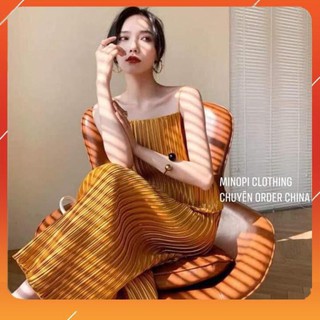 Váy Maxi 2 Dây, Đầm Maxi Xếp Ly Đi Biển Chất Lụa Dáng Suông Siêu Mát