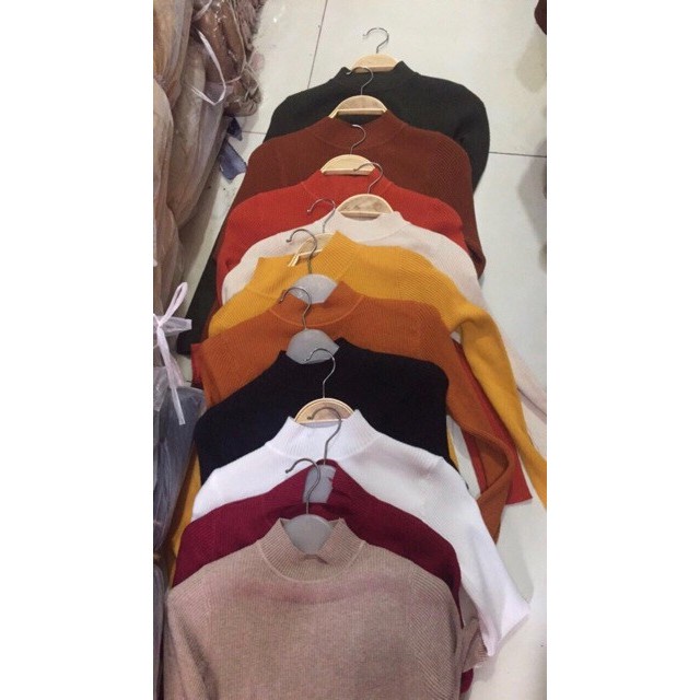 Áo len tăm cổ 3 PHÂN GÂN TĂM siêu mềm