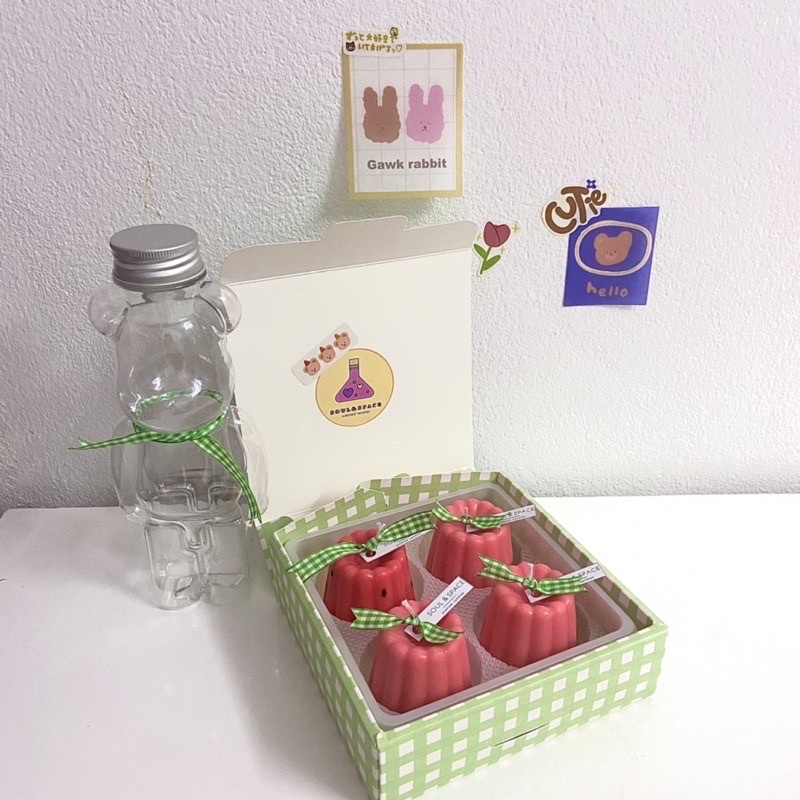 Nến thơm handmade cao cấp hình bánh pudding dưa hấu phong cách Hàn Quốc