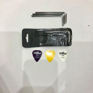 phụ kiện đàn guitar bộ 3 pick gẩy và ty chỉnh cong cần đàn