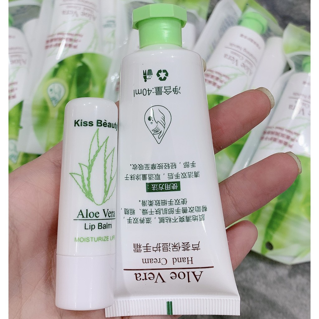 Túi kem dưỡng + son dưỡng nha đam của kissbeauty G439
