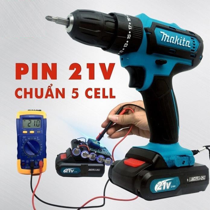 Bộ Máy Khoan Pin Makita 21V Và 26V Có Búa Tặng Kèm Hộp Đồ Nghề 24 Món Đủ Loại Mũi Khoan Đầu Bulong Hình Chụp Thật