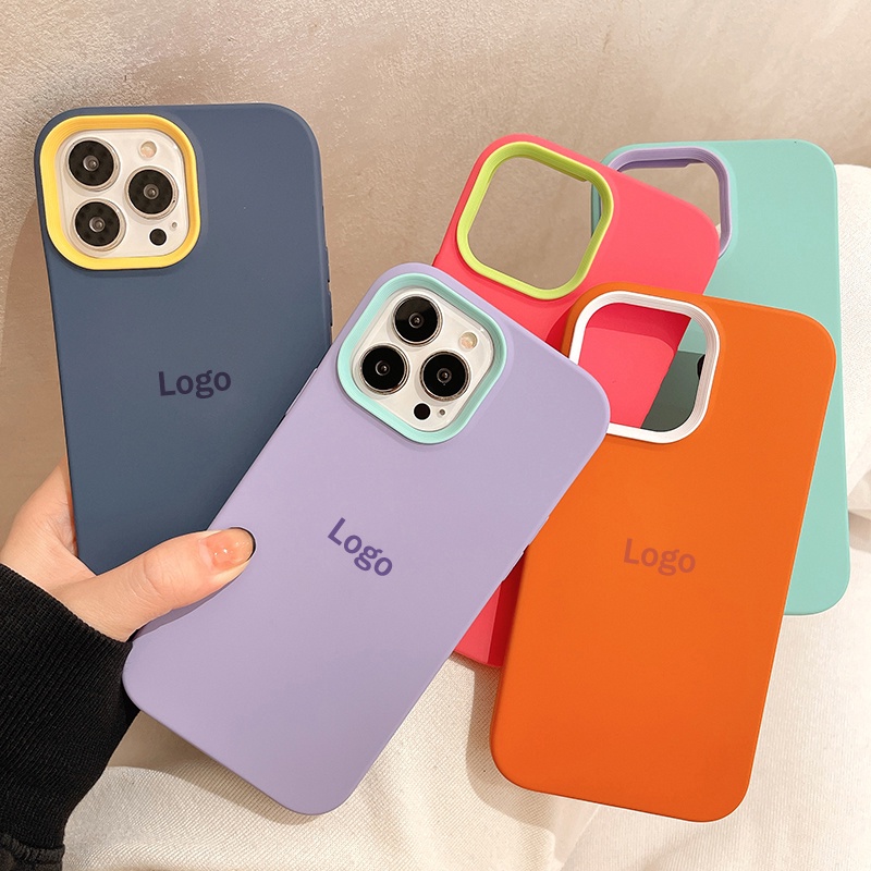【Có logo】 Vỏ điện thoại chống sốc 3 trong 1 silicon lỏng cho iPhone 13 12 11 Pro Max XS XR X 8 7 Plus + SE 2020 Vỏ điện thoại thân thiện với da
