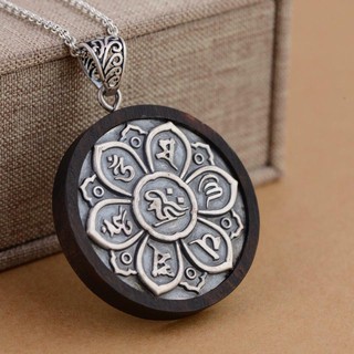 Mặt Dây Chuyền bạc S925 khắc Hoa MANDALA Lục Tự Minh Chú