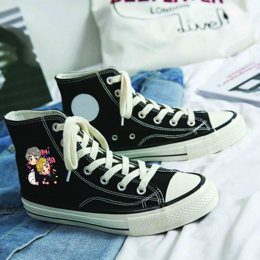 Giày thể thao cổ cao in hình HAIKYUU!! VUA BÓNG CHUYỀN size nam nữ 36 - 43 thời trang anime chibi