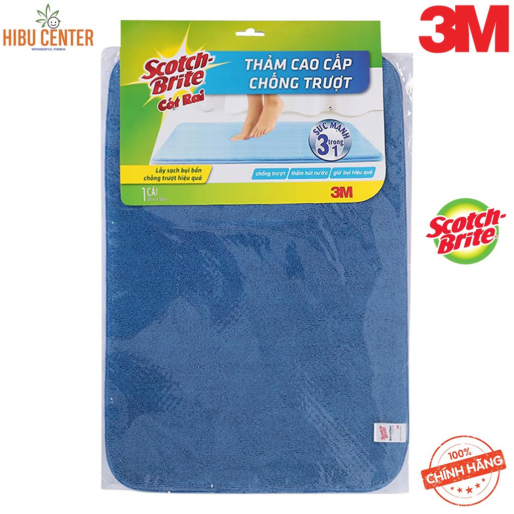 Thảm Trơn/ Sọc Microfiber Cao Cấp/ Mới Scotch-Brite 3M - 35 x 50 cm – Chống Trượt, Thấm Hút Nước, Giữ Bụi Hiệu Quả