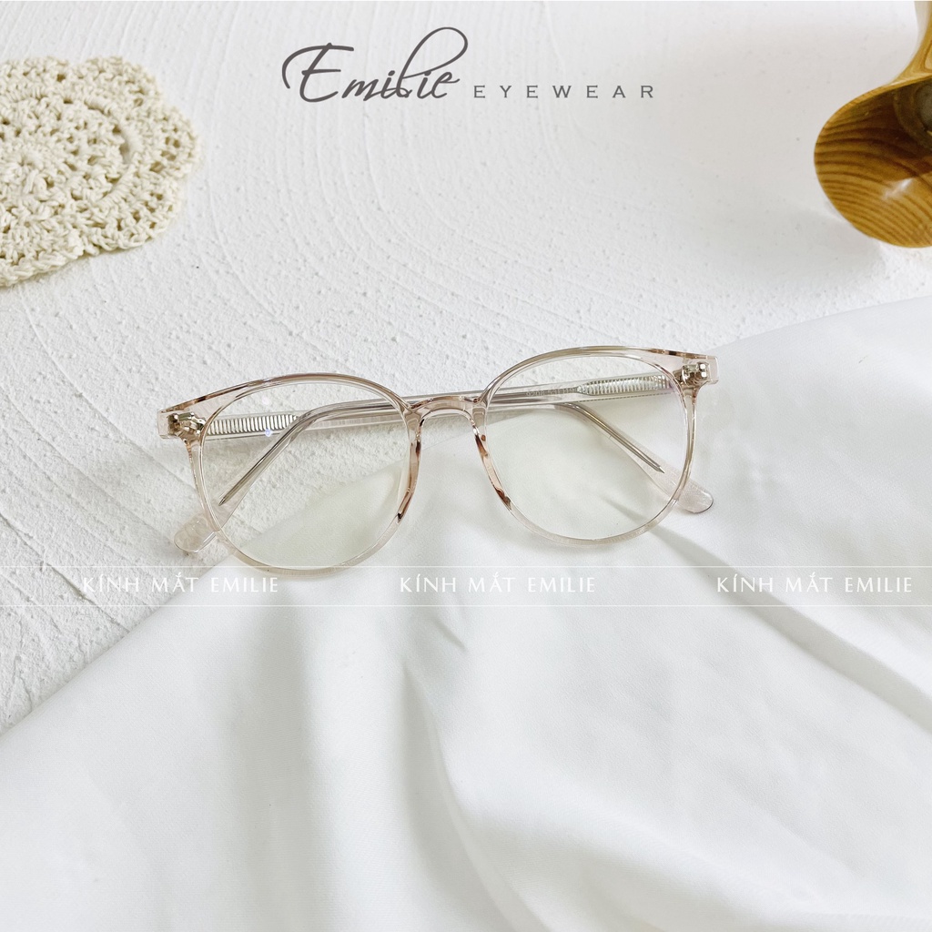 Gọng kính tròn nhựa dẻo size to cốt kim loại nhiều màu Kính mắt Emilie phụ kiện thời trang 9208