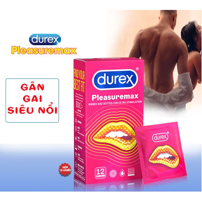 [Mua 3 Tặng 1] - BCS Durex PleasureMax Hộp 12 Cái - Loại Gân Gai Tăng Khoái Cảm Cực Đã - Ngăn Xuất Tinh Sớm