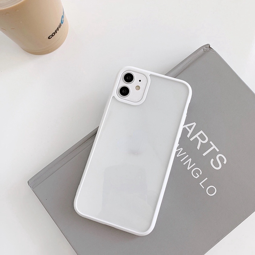 Ốp điện thoại trong suốt viền màu kẹo độc đáo cho iphone 12 pro 11 x xs max xr 8 7 plus se 2020