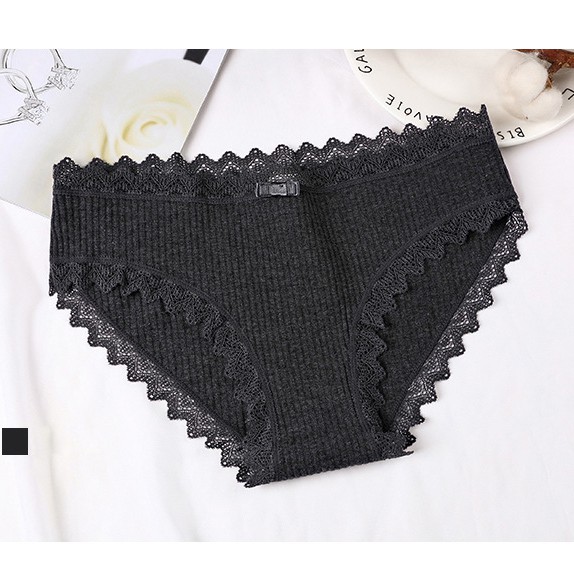 Quần lót nữ, quần cotton tăm viền ren nơ nâng mông kháng khuẩn MS563 | BigBuy360 - bigbuy360.vn