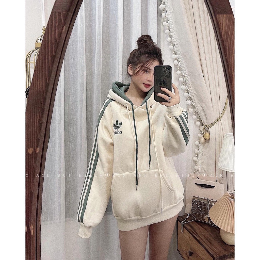ÁO HOODIE MŨ 2 LỚP ADIDAS CHẤT NỈ BÔNG SIÊU DẦY FORM THỤNG RỘNG | BigBuy360 - bigbuy360.vn