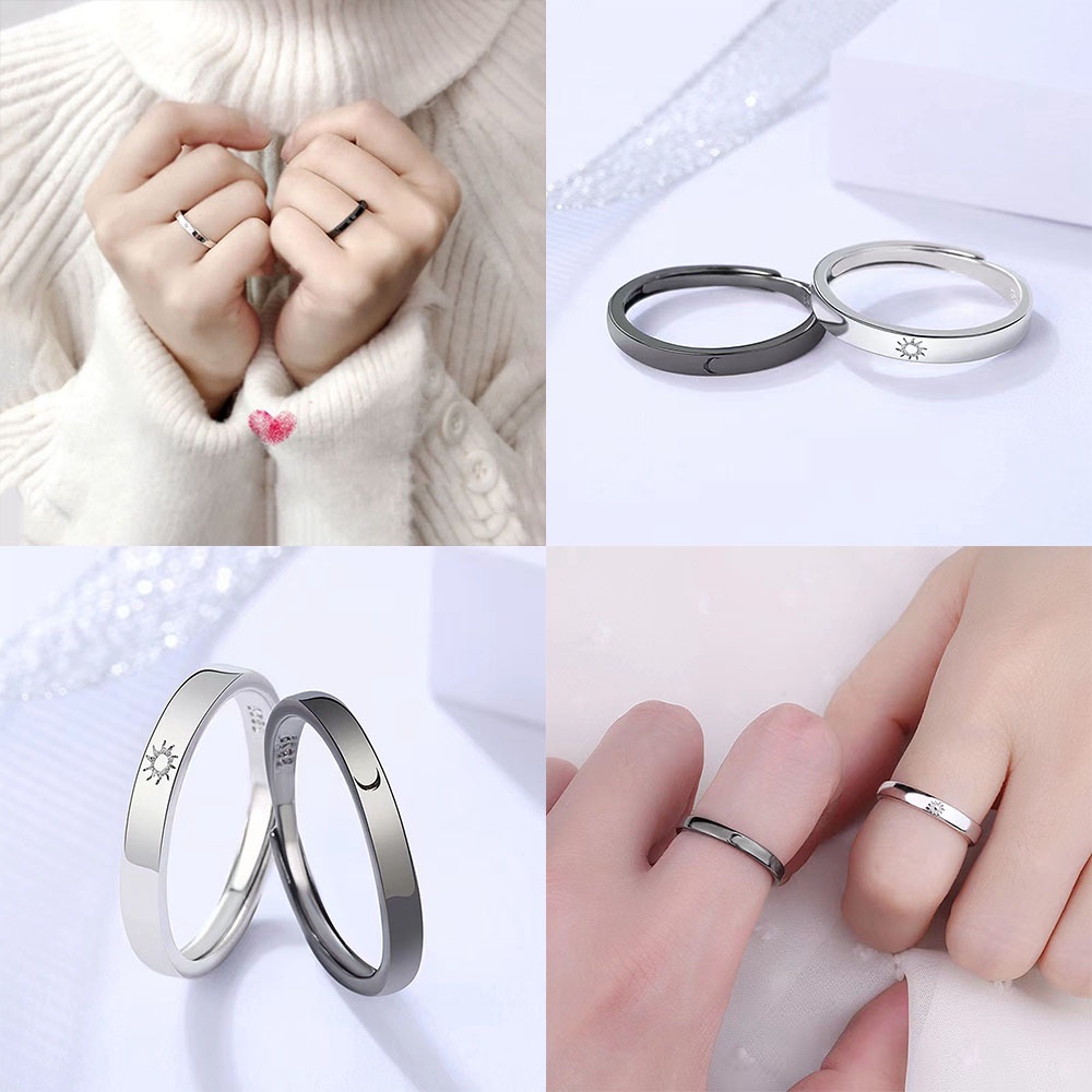Nhẫn Đeo Tay Họa Tiết Mặt Trăng/Ngôi Sao/Mặt Trời Thời Trang Hàn Quốc Có Thể Điều Chỉnh Cho Cặp Đôi