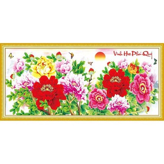 Tranh đính đá Hoa Mẫu Đơn Vinh Hoa Phú Quý Lg1527 (120x60) chưa đính