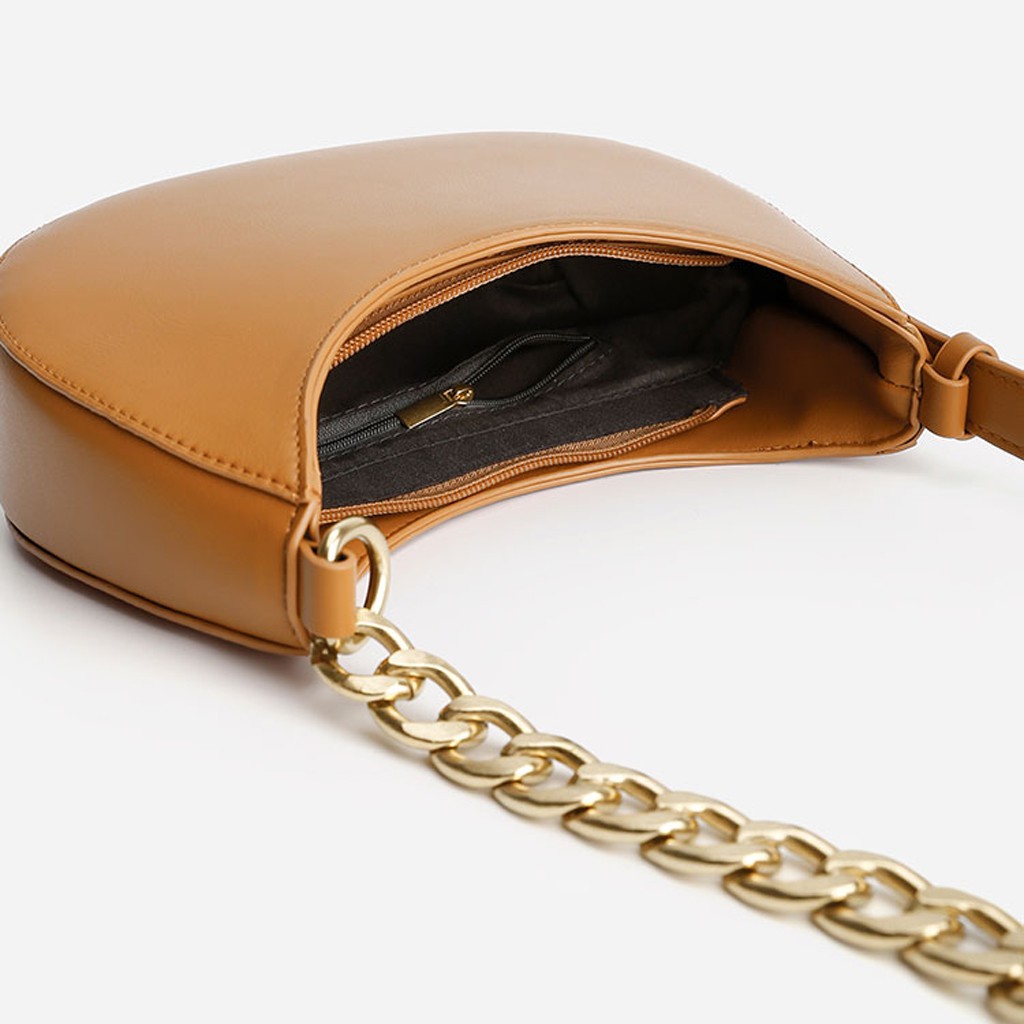 Túi Kẹp Nách Nữ Bán Nguyệt Dây Da Phối Xích Đeo Vai Trẻ Trung Sành Điệu Phong Cách Hàn Quốc | BigBuy360 - bigbuy360.vn