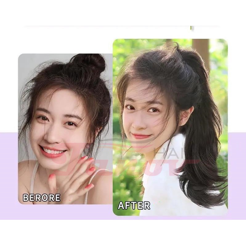 Tóc Đuôi Ngựa Giả Xoăn Dài Trung Bình Có Kẹp Tóc Đuôi Ngựa Cho Nữ Fanov-Wig