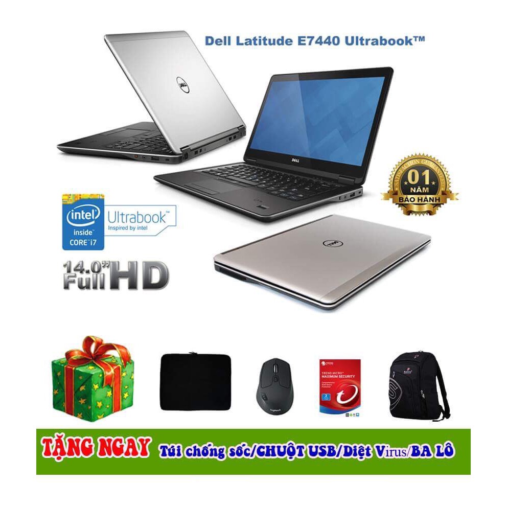 Laptop Dell Latitude E7440 core i5/4G /SSD128G (bh 3 năm 1 đổi 1)