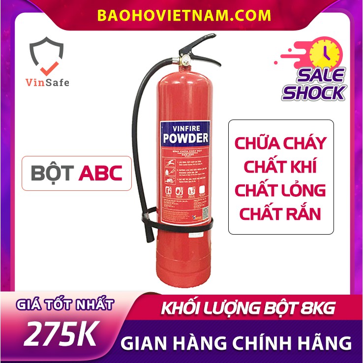 Bình cứu hoả chữa cháy bột 8kg ABC MFZ8 dùng trong pccc thương hiệu Vinfire