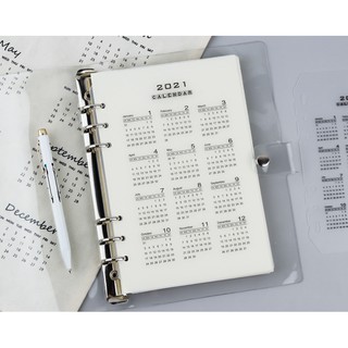 Lịch 2021 dẻo pvc gắn sổ còng binder 6 lỗ size a5 a6 dành cho planner / bullet journal