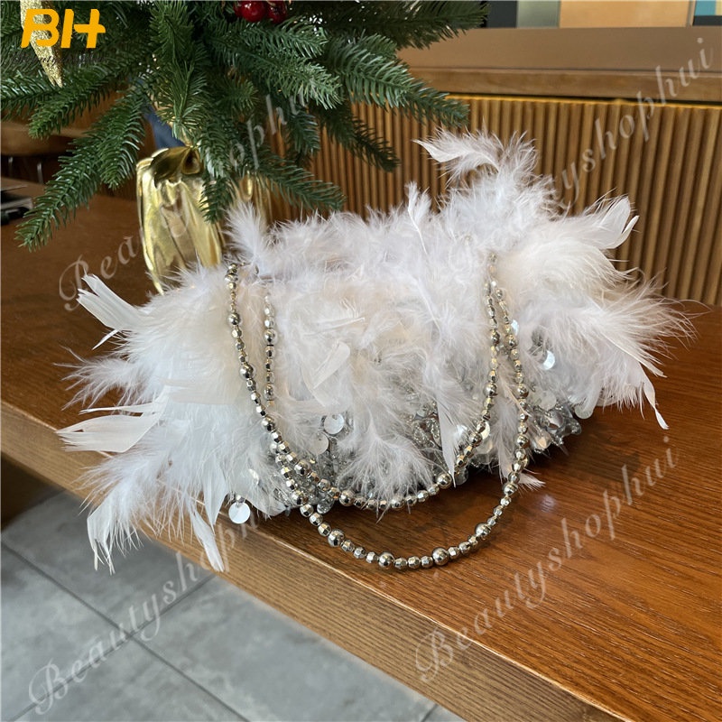 Túi Đeo Chéo Lông Vũ Thổ Nhĩ Kỳ Vintage Cho Nữ