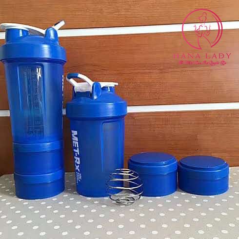 Bình Nước Thể Thao 3 Ngăn, Bình Lắc Đựng Nước Tập Gym Thể Hình Shaker Whey Met RX 3 Ngăn 600ML Cao Cấp Nhiều Màu