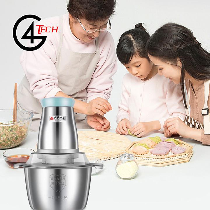 Máy xay thịt, xay nhuyễn giò chả đa năng dung tích 1,5 -2 lít chất liệu inox 304 cao cấp dùng cho gia đình 2-6 người