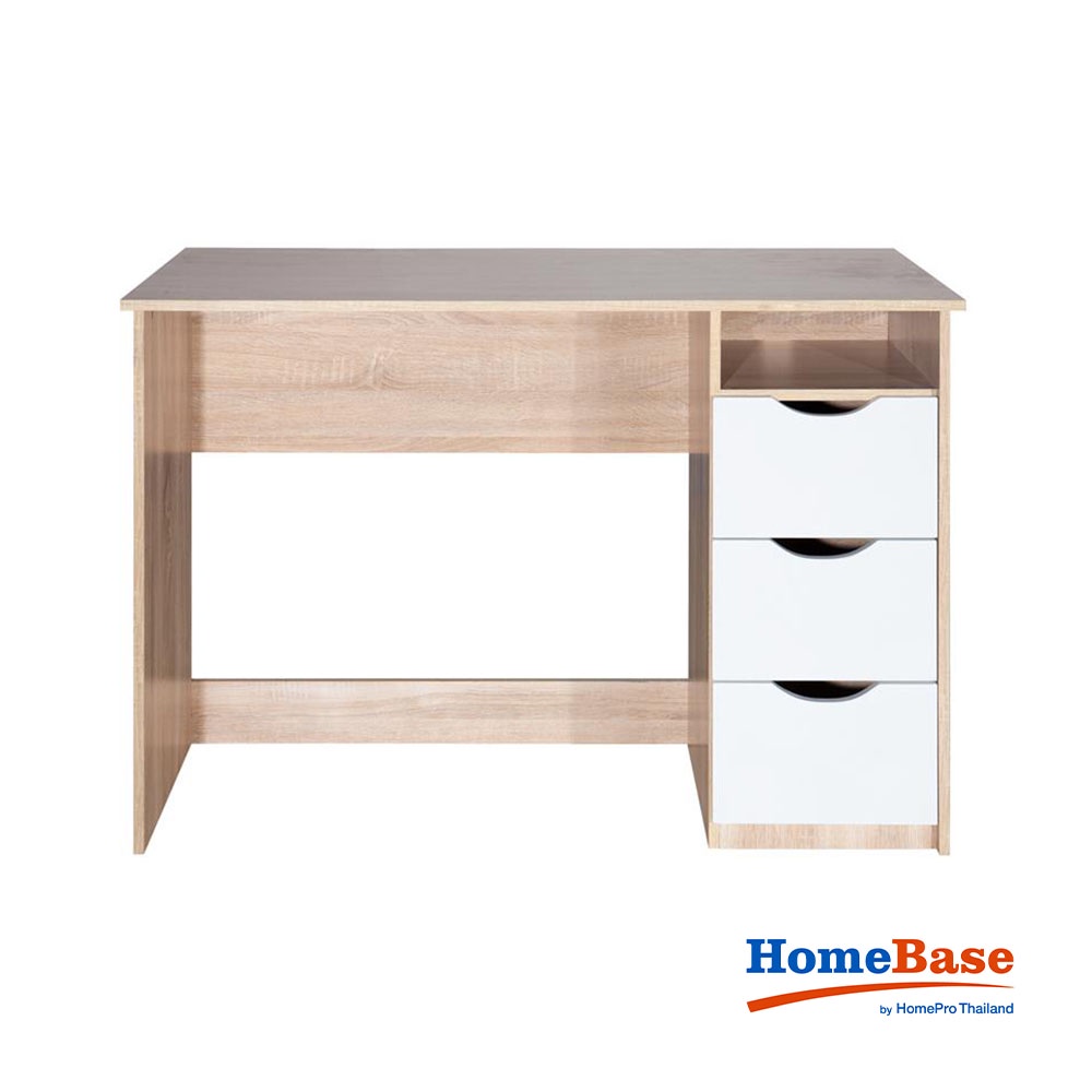 HomeBase FURDINI Bàn học bàn làm việc bằng gỗ 4 ngăn tủ bằng gỗ ép D110xR50xC76cm màu trắng