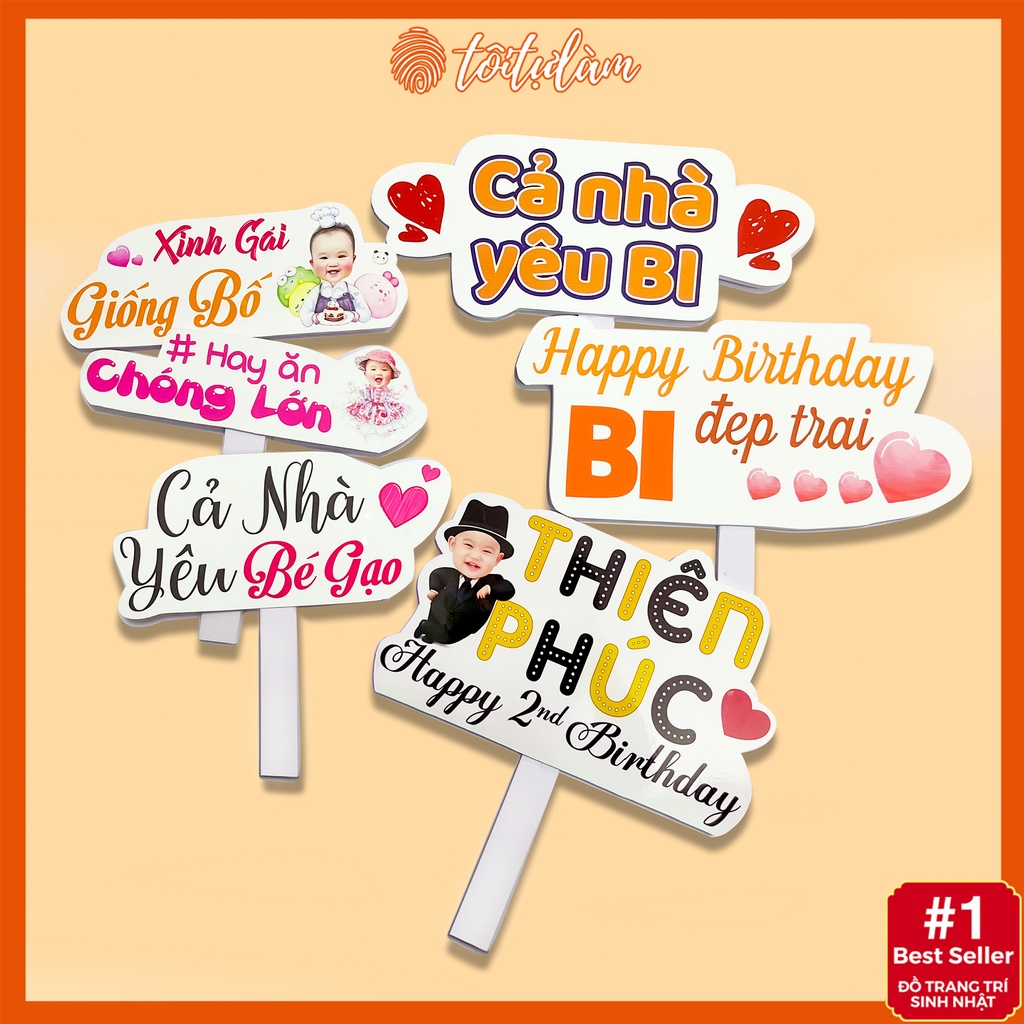 Hashtag cầm tay, biển cầm tay phụ kện trang trí sinh nhật, đám cưới, sự kiện, thôi nôi - Tôi Tự Làm