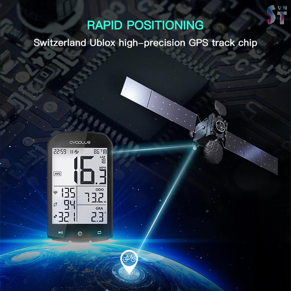 Đồng Hồ Tốc Độ Không Dây Thông Minh GPS BT 4.0 Có Đèn Nền IPX6 Dành Cho Xe Đạp