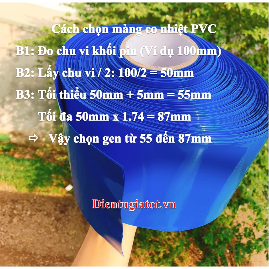Màng co nhiệt PVC kích thước 30mm - 90mm - 120mm - 150mm - 180mm - 220mm - 300mm - 350mm
