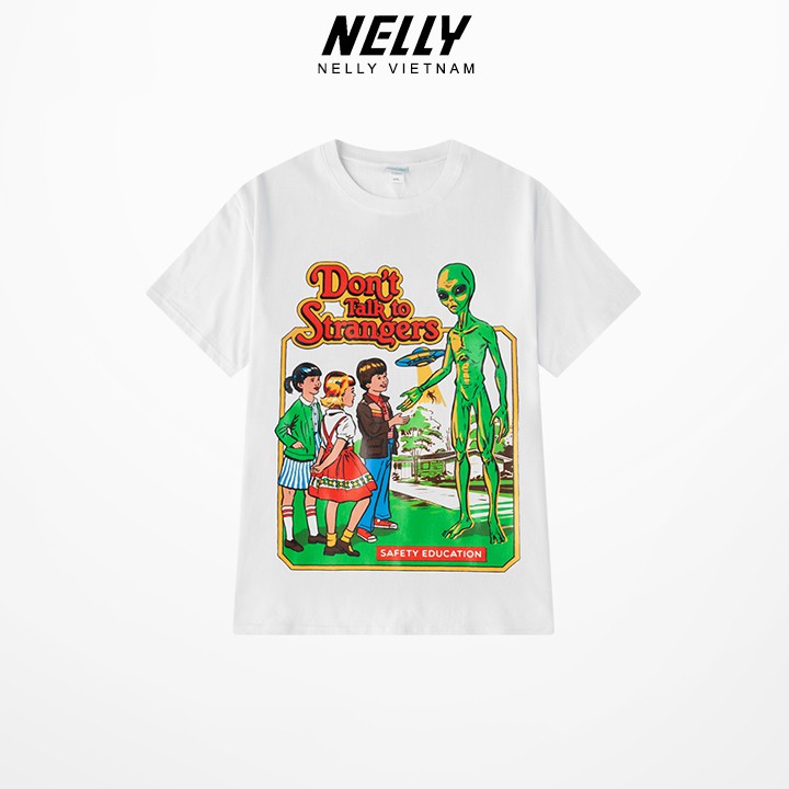 Áo thun tay lỡ NELLY cotton 4 chiều dáng unisex in hình childhood alien mã N0032