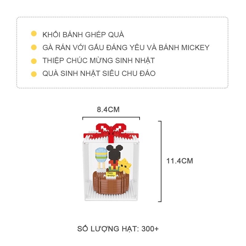 (CÓ SẴN)Bộ Đồ Chơi Lắp Ráp Mô Hình Cho Bé, Đồ chơi lắp ráp Lego khối bánh sinh nhật 3D phong cách Disney giáo dục trẻ em