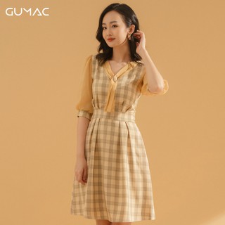 Đầm caro nơ chéo DA754 GUMAC