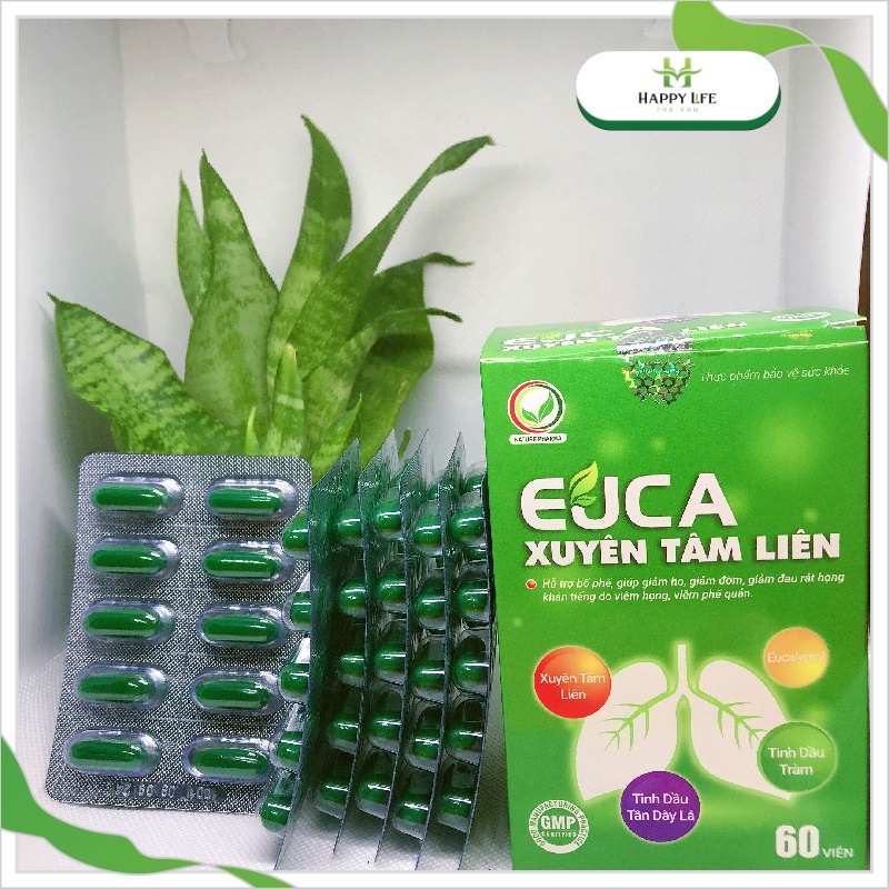Xuyên tâm liên viên uống EJCA tăng cường sức đề kháng, giảm ho, kháng sinh sinh học (hộp 60 viên) - Happy Life 4U