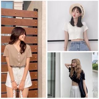 Áo CROPTOP cài cúc tua rua thun cotton