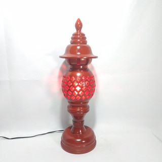 BỘ ĐÔI ĐÈN THỜ GỖ HƯƠNG ĐỎ PHONG THỦY- KÈM BÓNG THỜ ( LOẠI CAO 48CM) ẢNH THẬT