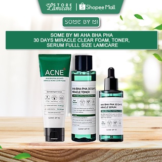 Some by mi AHA BHA PHA 30 days miracle clear foam, toner, serum fulll Size Lamicare