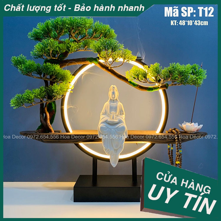 Tượng Phật Bà Quan Âm có vòng đèn LED sáng T12