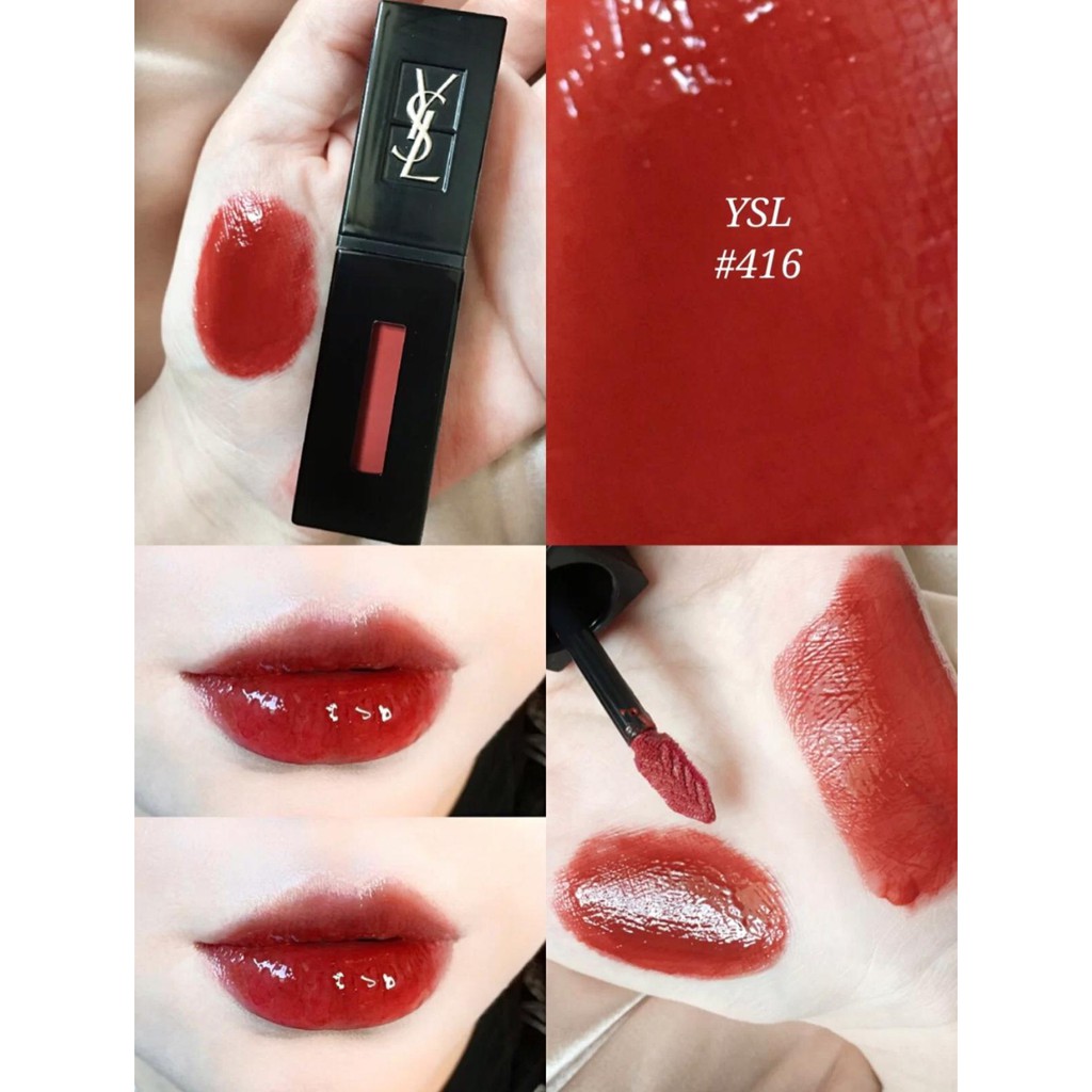 Son kem YSL 416 màu đỏ gạch Vinyl Cream Lip Stain