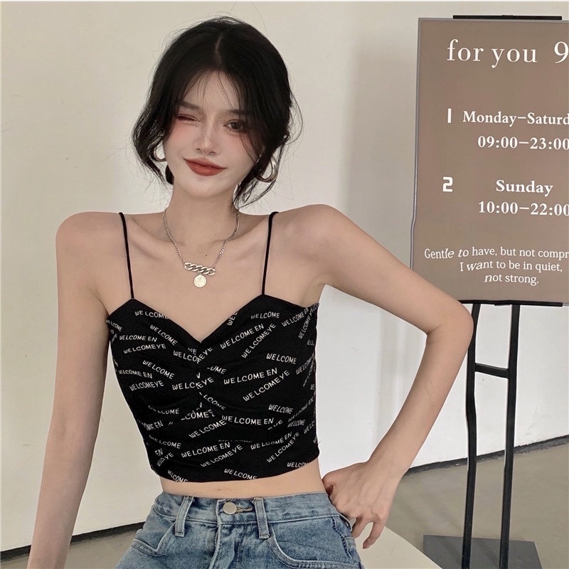 áo hai dây hoạ tiết chữ