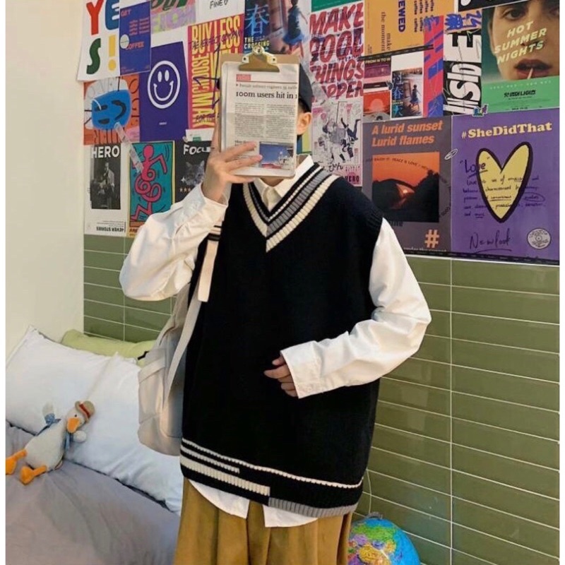 Áo gile len nam nữ unisex phong cách Hàn