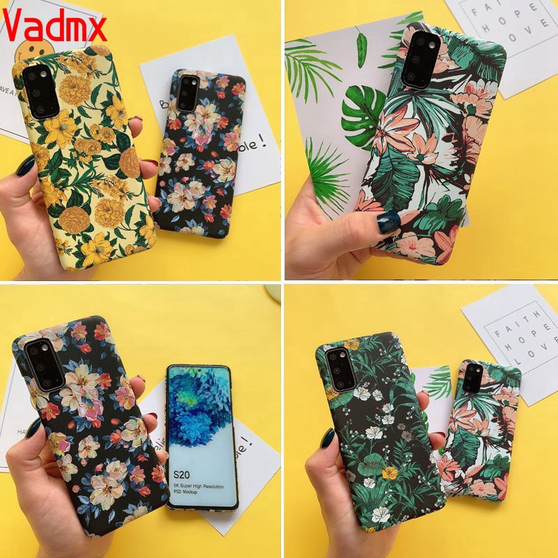 Ốp điện thoại nhựa cứng in hình vẽ hoa bằng sơn dầu cho Samsung Galaxy S20 Ultra S10 S9 S8 Plus Note 10 Plus 9 8