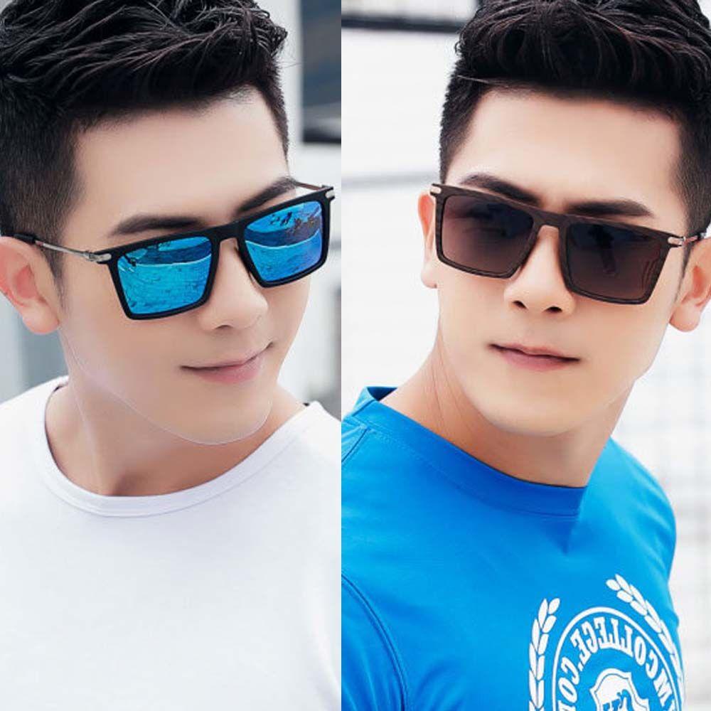 Kính Mát Gọng Vuông Phản Quang Thời Trang Hàn Quốc Cổ Điển Cho Nam Và Nữ