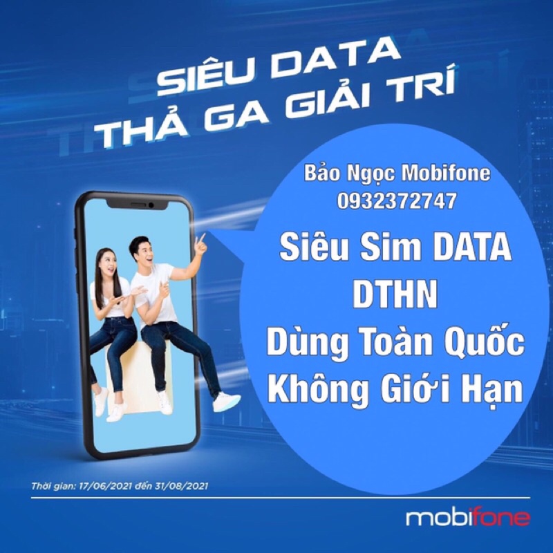 SIM MAX KO GIỚI HẠN - ED50 - DTHN - S50 - DIP50 - THAGA -  Mobifone Chính Hãng Ưu đãi Khủng