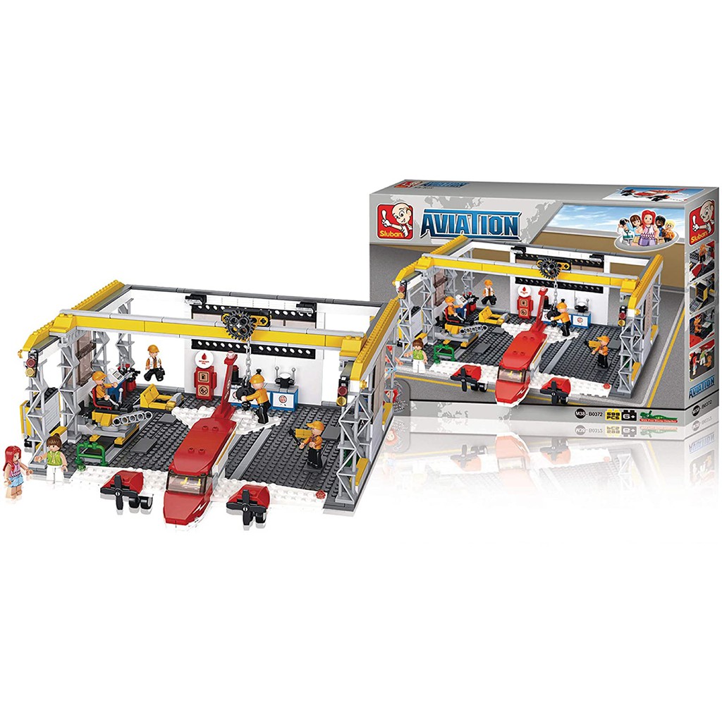 Lego-Bộ lắp ráp trạm bảo dưỡng máy bay SLUBAN M38-B0372, 596 miếng ghép