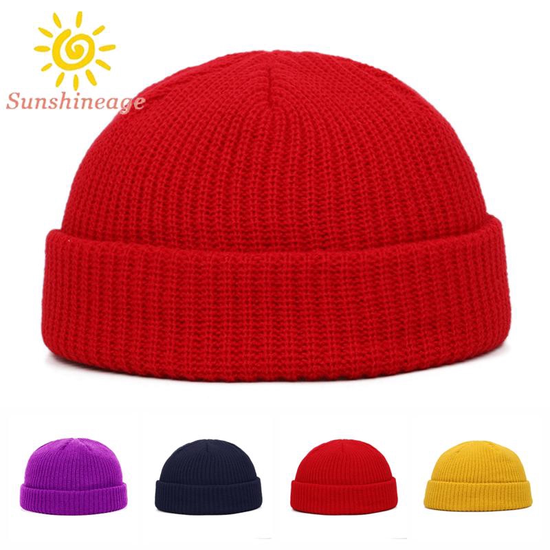 Mũ beanie len màu trơn phong cách retro thời trang thu đông dành cho nam và nữ