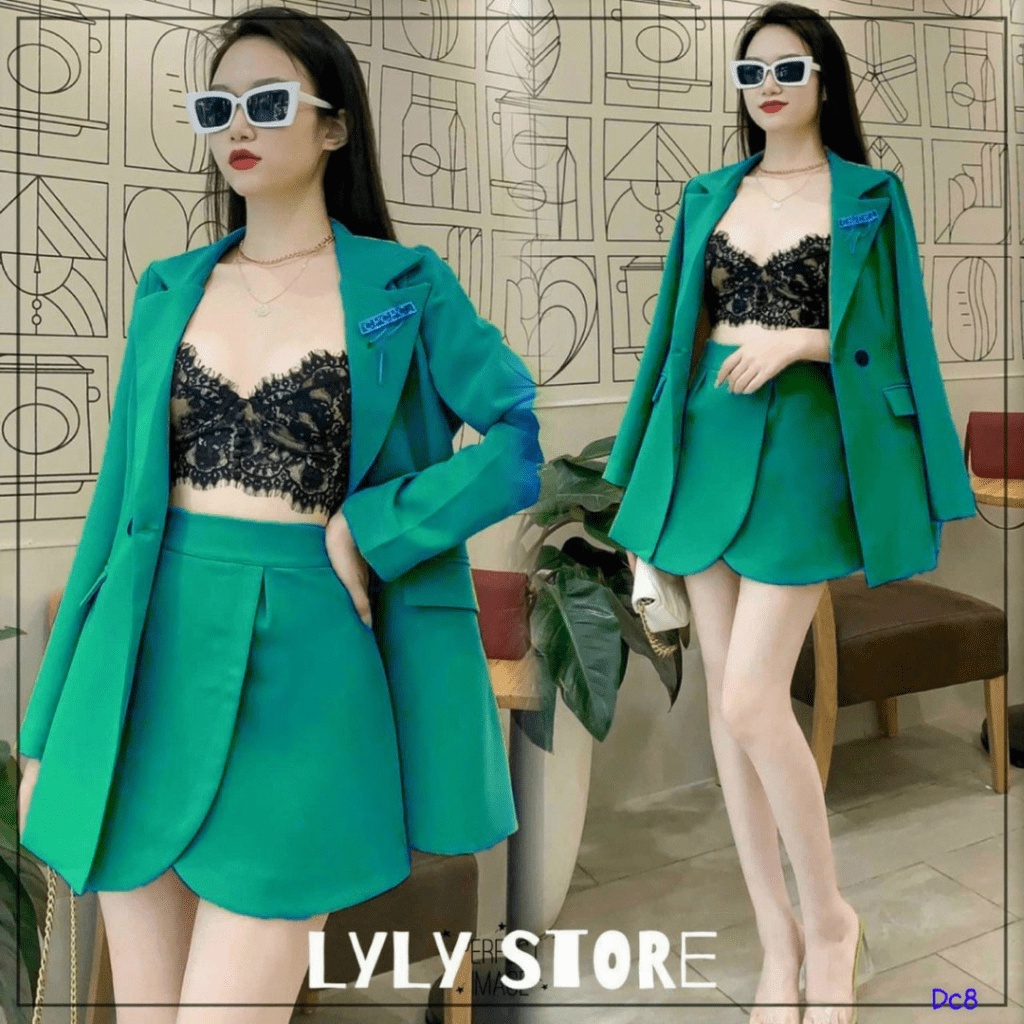 SÉT FORD ÁO BLASER TAY DÀI PHỐI VÁY NGẮN LỆCH TÀ CÙNG MÀU ( KHÔNG KÈM BARA ) CỰC CHẤT UP