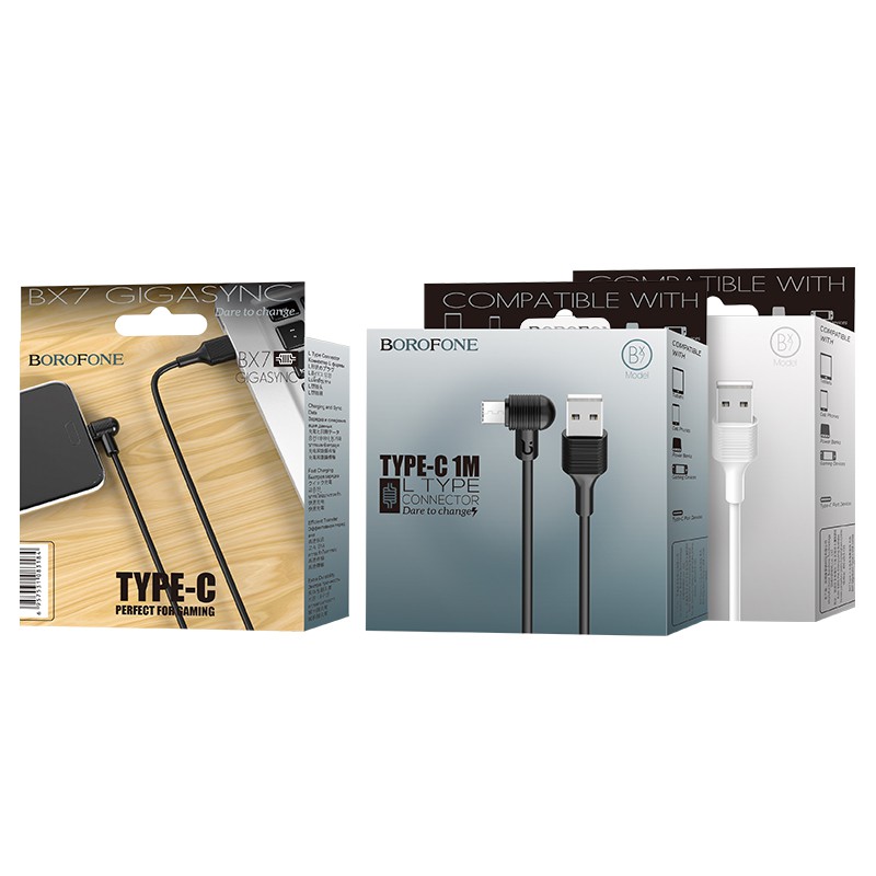 Cáp sạc Type C bẻ vuông góc 90 độ Borofone BX7 dài 1m