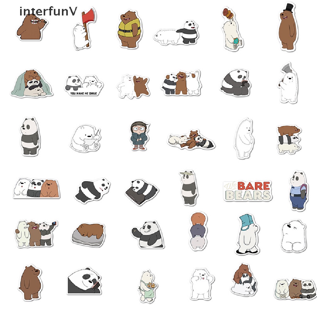 Set 50 Miếng Dán Hình Gấu Graffiti Vui Nhộn Trang Trí Laptop / Guitar / Ván Trượt / Hành Lý