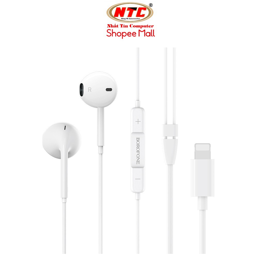 Tai nghe nhét tai Borofone BM32 Plus cổng Lightning (Trắng) - Hãng phân phối chính thức